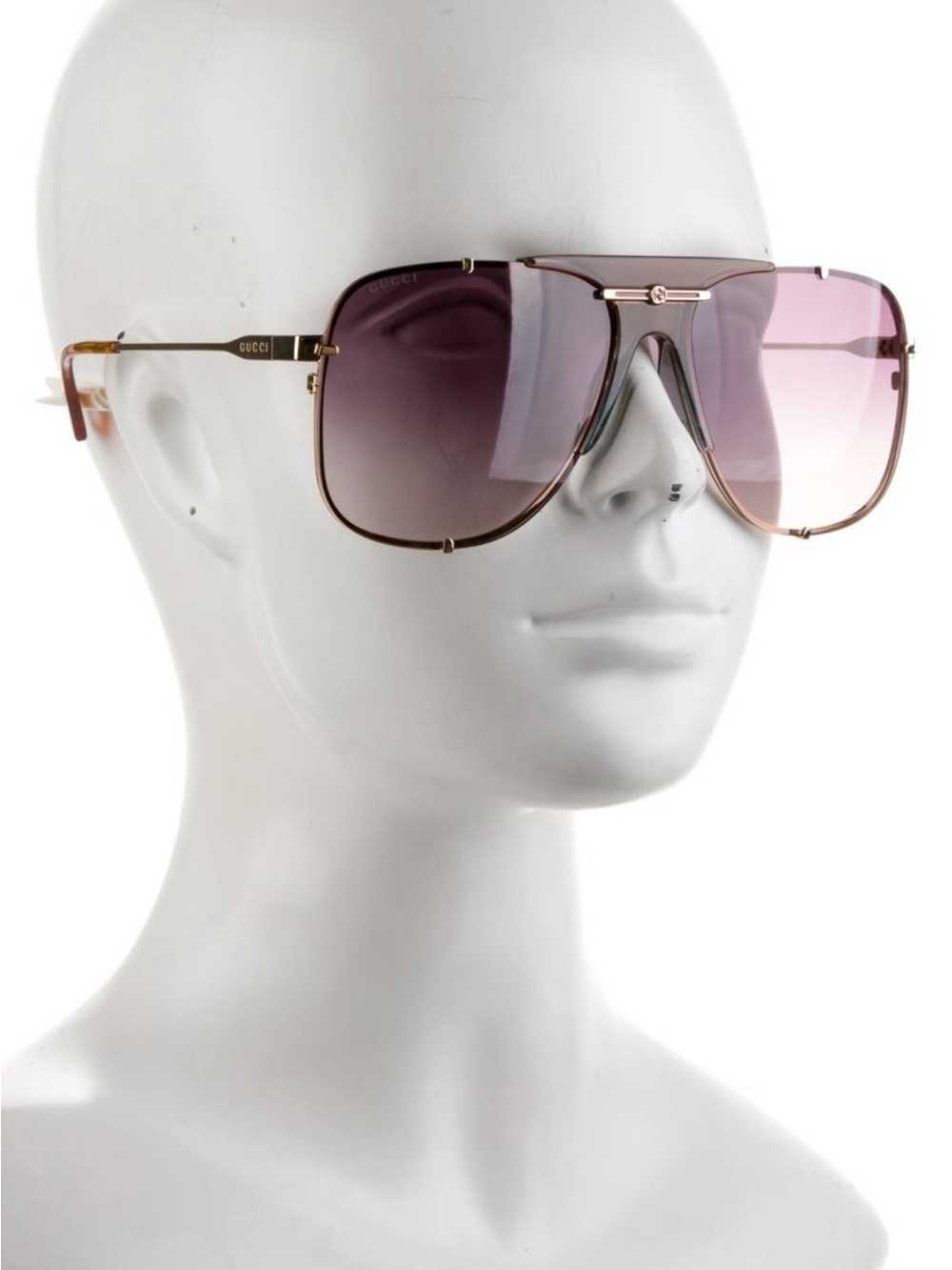 Gucci Gold-Tone Frame Sunglasses with Pink Gradient Lenses
